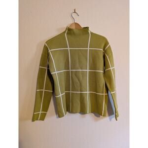 Tahari Green plaid mock neck Sweater size S